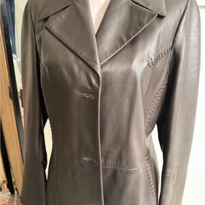 Leather Jacket with topstitch and front pockets